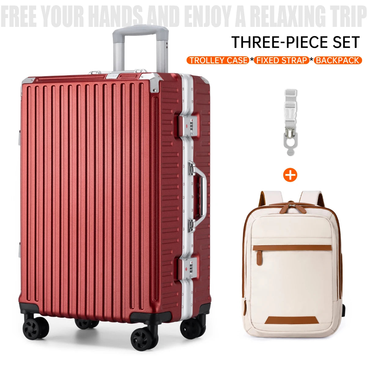 Aluminum Frame Luggage Set - USB & TSA Lock 20-28"