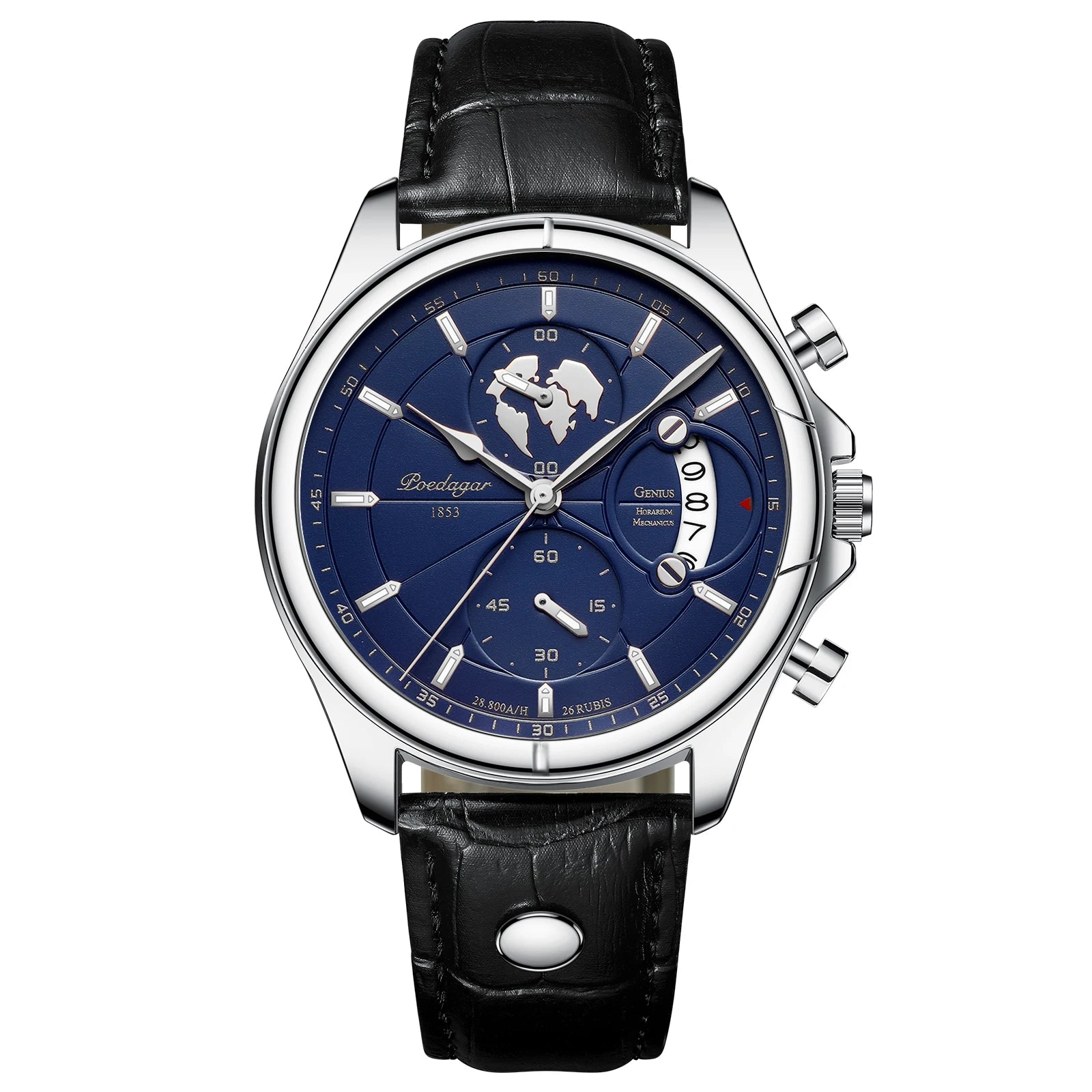 POEDAGAR Luxury Chronograph Watch for Men - Waterproof, Leather Strap, Date