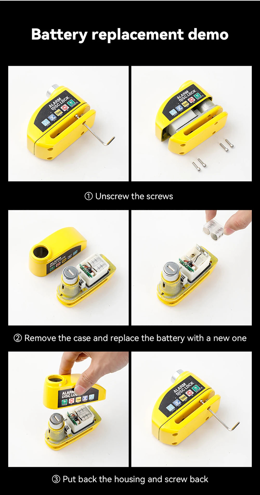 Motorcycle Alarm Disc Lock - 110dB Anti-Theft Security Padlock