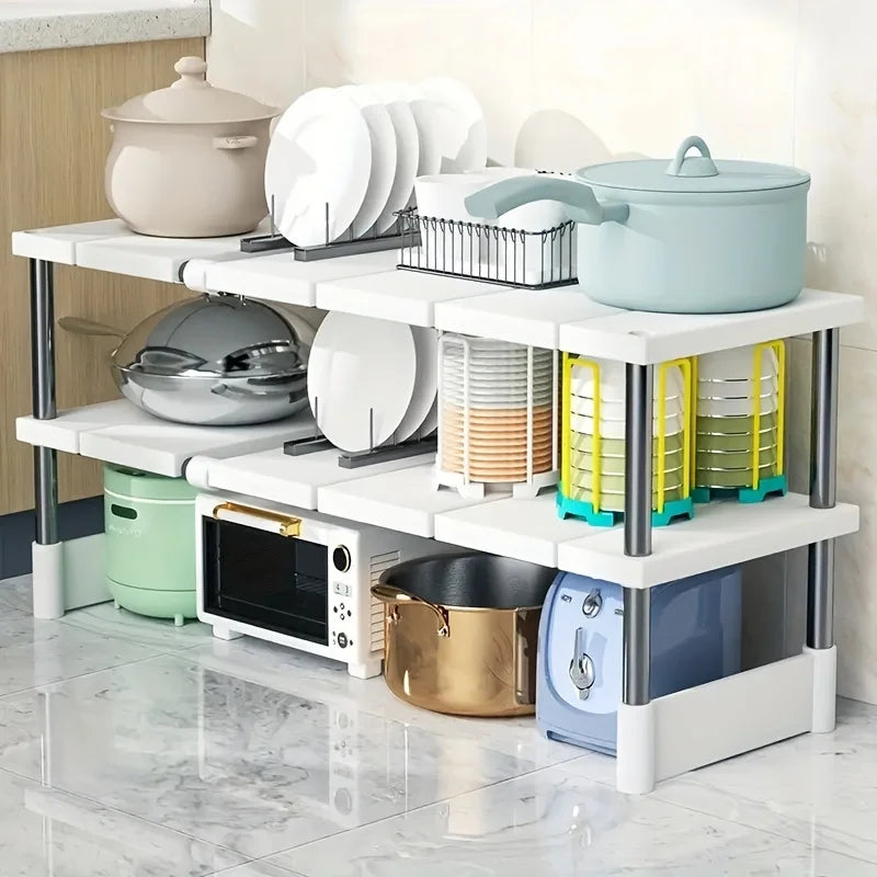Adjustable Under Sink Storage Rack | Expandable Kitchen & Bathroom Organizer