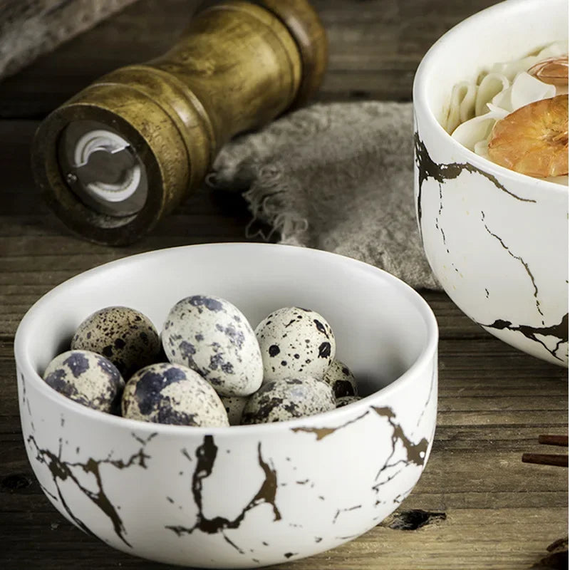 Nordic Marble Ceramic Bowl Set - Elegant Kitchen & Dining