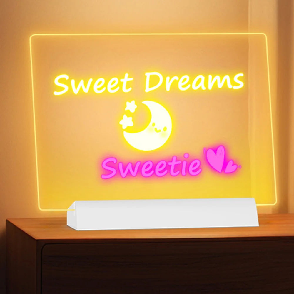 LED Note Board & Night Light | RGB Erasable Drawing Board for Kids