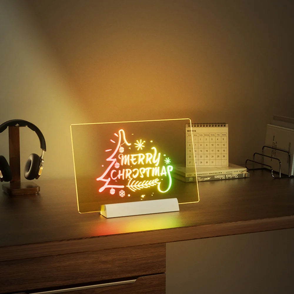 LED Note Board & Night Light | RGB Erasable Drawing Board for Kids