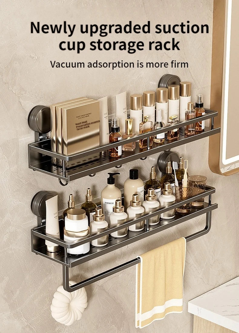 Wall Mounted No-Drill Bathroom Storage & Towel Rack | Versatile Organizer