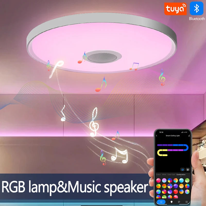 LED Smart RGB Ceiling Lamp with Speaker - App Control & Dimmable