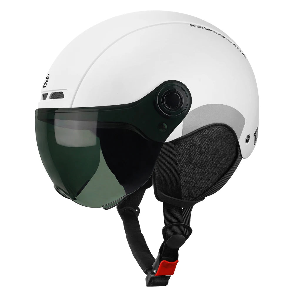 PEMILA Cycling Helmet with Goggles, Ear Protection & Reflective Safety - Adult MTB Road E-Bike