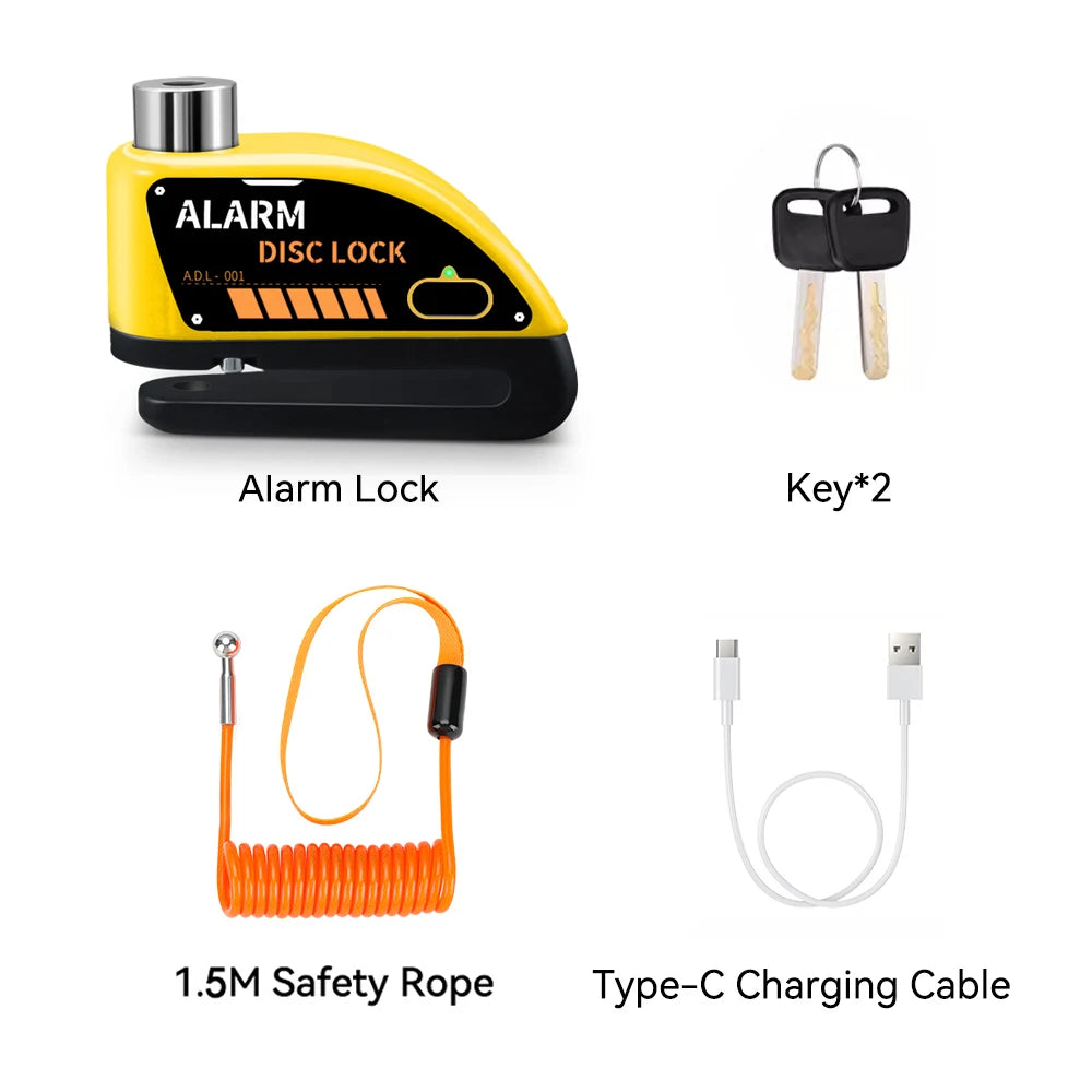 Extractme 110dB Motorcycle Alarm Disc Lock - Ultimate Waterproof Anti-Theft Security