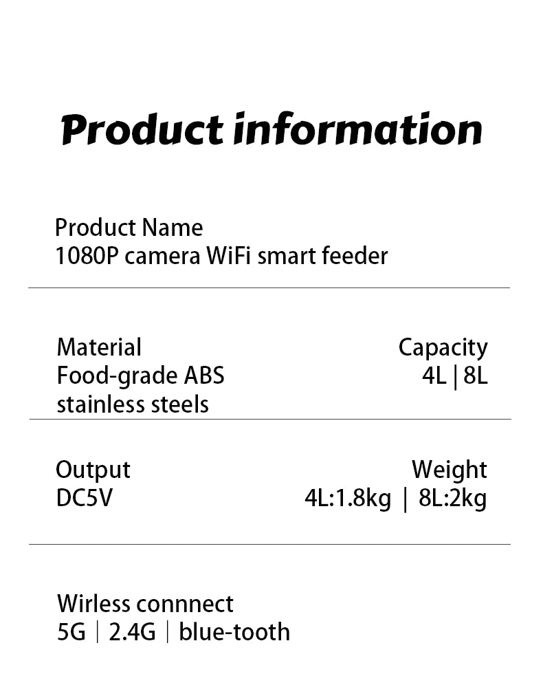 8L Smart Automatic Cat Feeder with 1080p Camera & 5G WiFi App Control