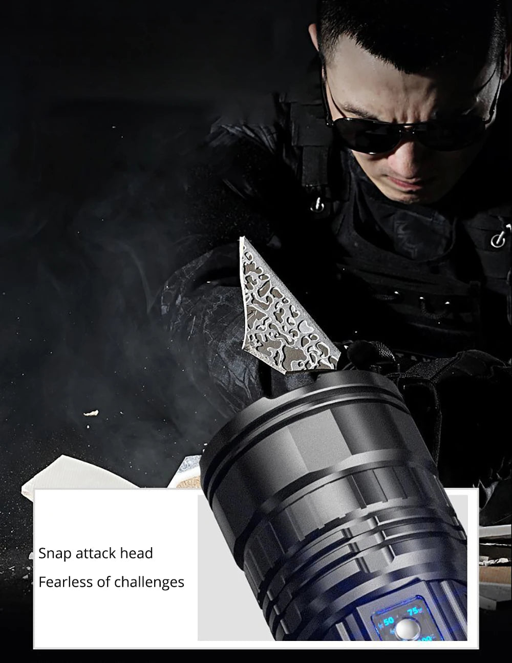 Vabena 10000LM 800W Tactical Flashlight - 4km Beam, Powerbank