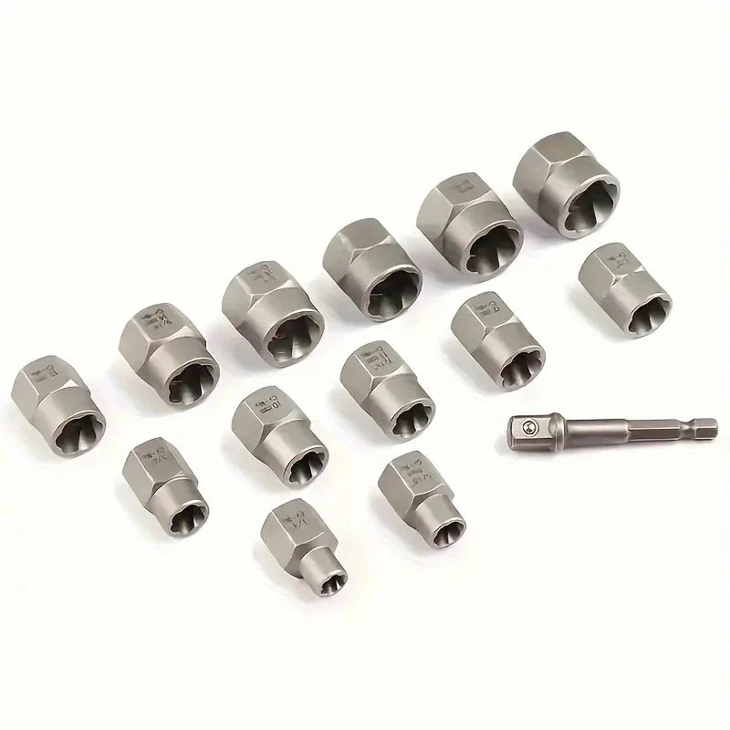Ultimate 14-Piece Impact Bolt & Nut Remover Set – Cr-Mo Steel Extractor for Damaged Fasteners