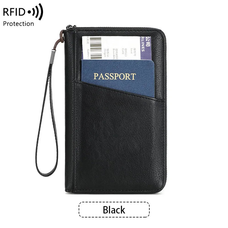 Travel Passport Wallet - RFID Anti-Theft PU Leather Organizer for Men & Women