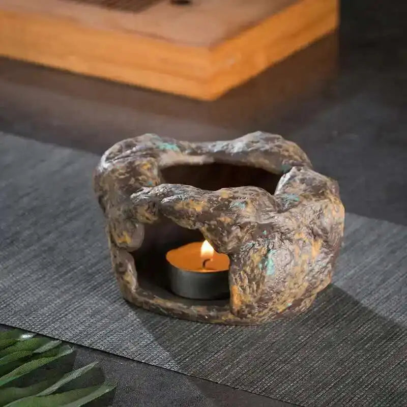 Retro Japanese Stoneware Tea Warmer & Essential Oil Burner - Home Decor