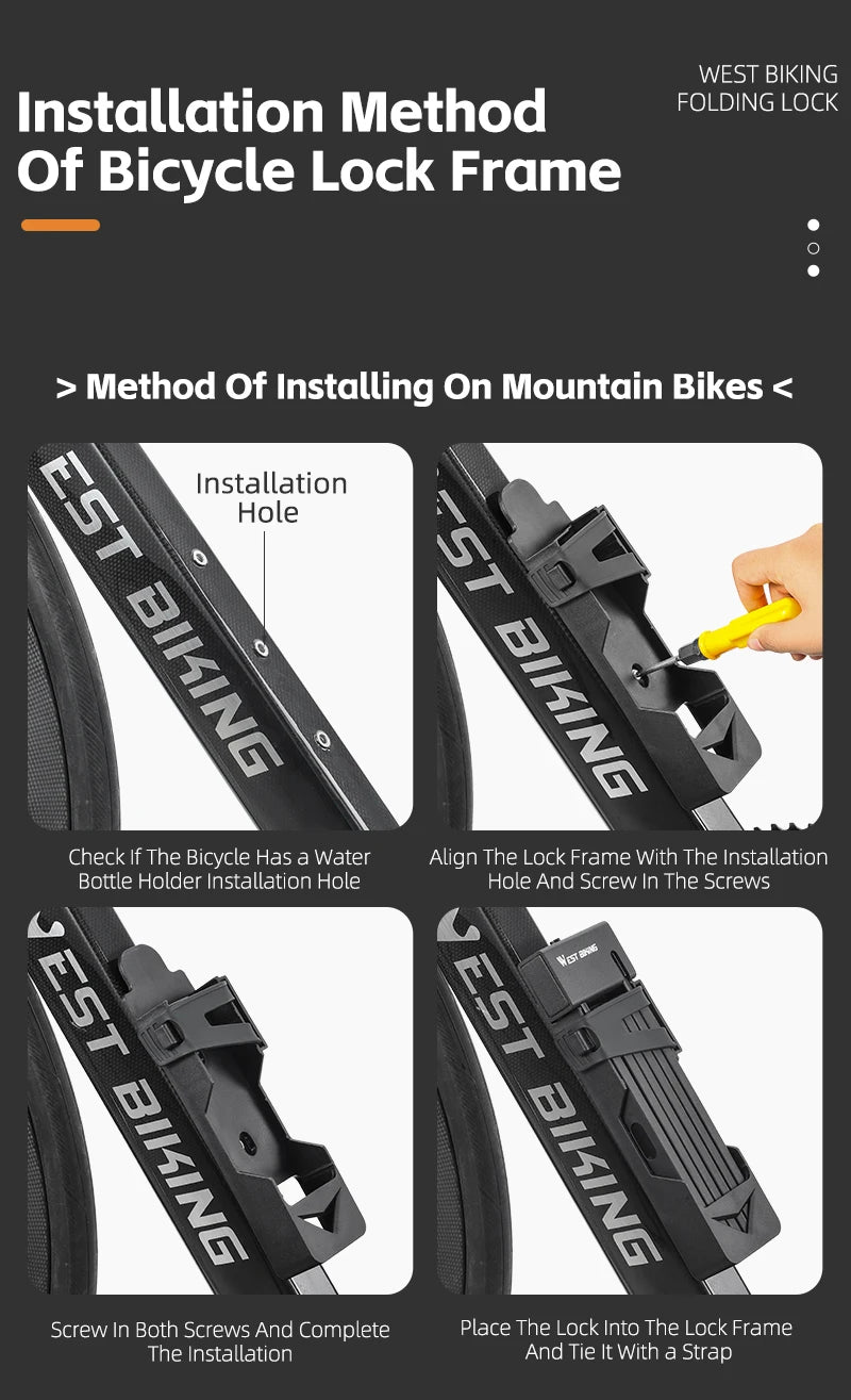 WEST BIKING Foldable Bike & Motorcycle Lock - Key & Password Security