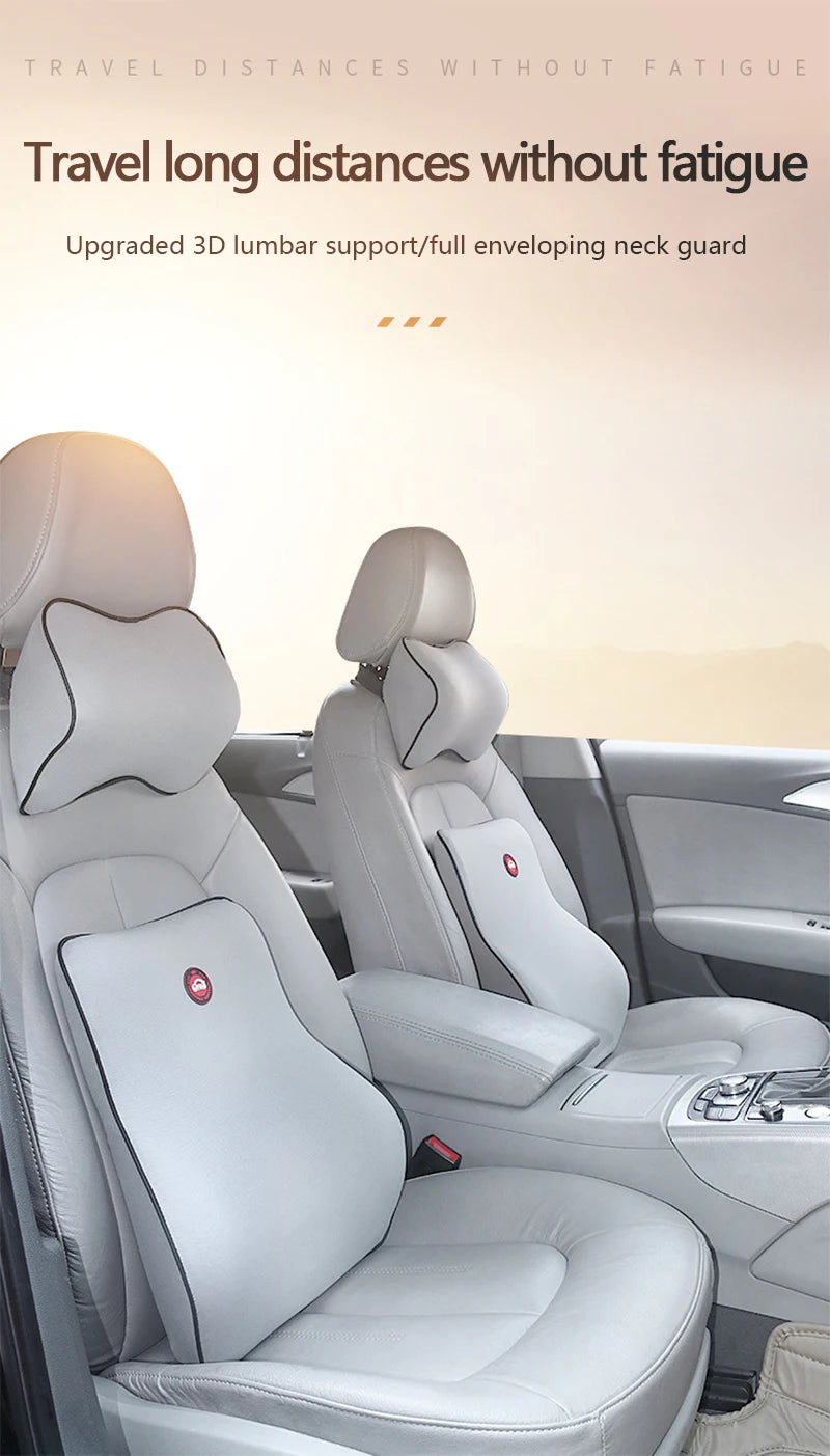 Memory Foam Car Seat Pillow Set - Neck, Lumbar & Headrest Support