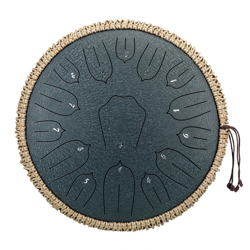 Hluru 13-inch Steel Tongue Drum - 15 Notes D Tone Glucophone Ethereal Percussion