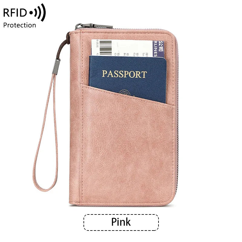 Travel Passport Wallet - RFID Anti-Theft PU Leather Organizer for Men & Women