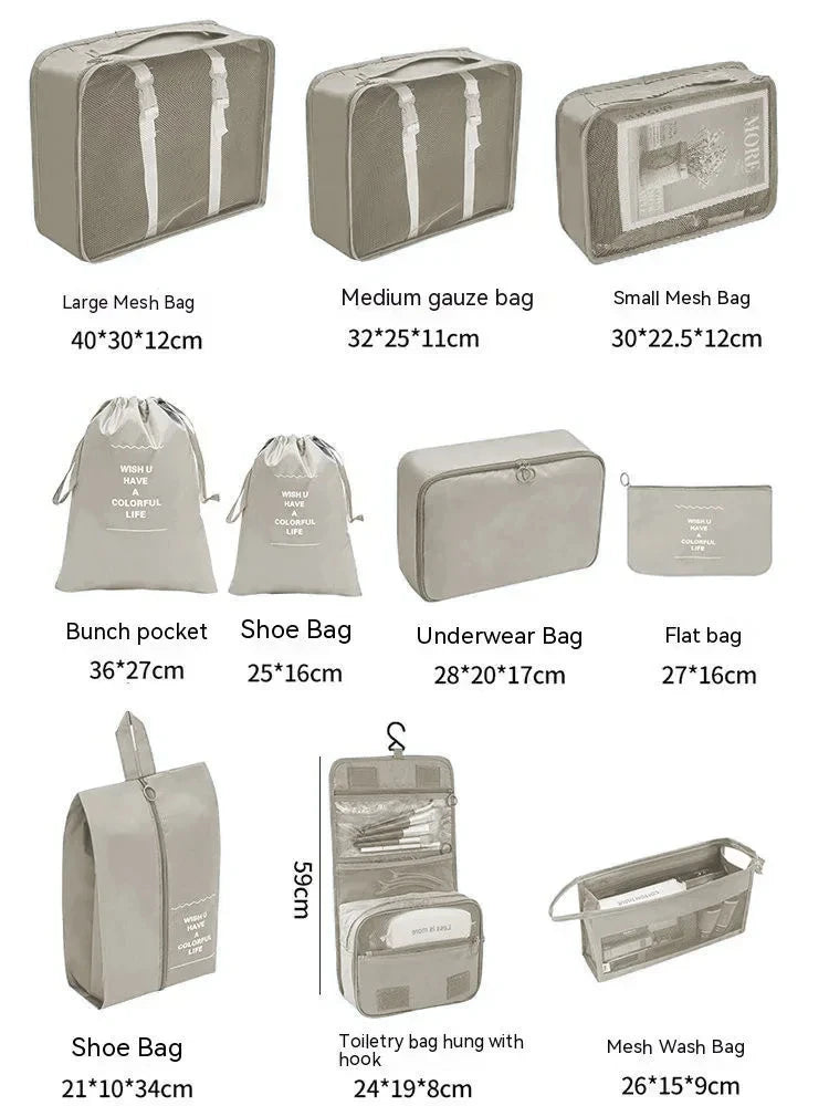 7/10 Pcs Travel Organizer Set - Packing Cubes & Storage Bags for Suitcases