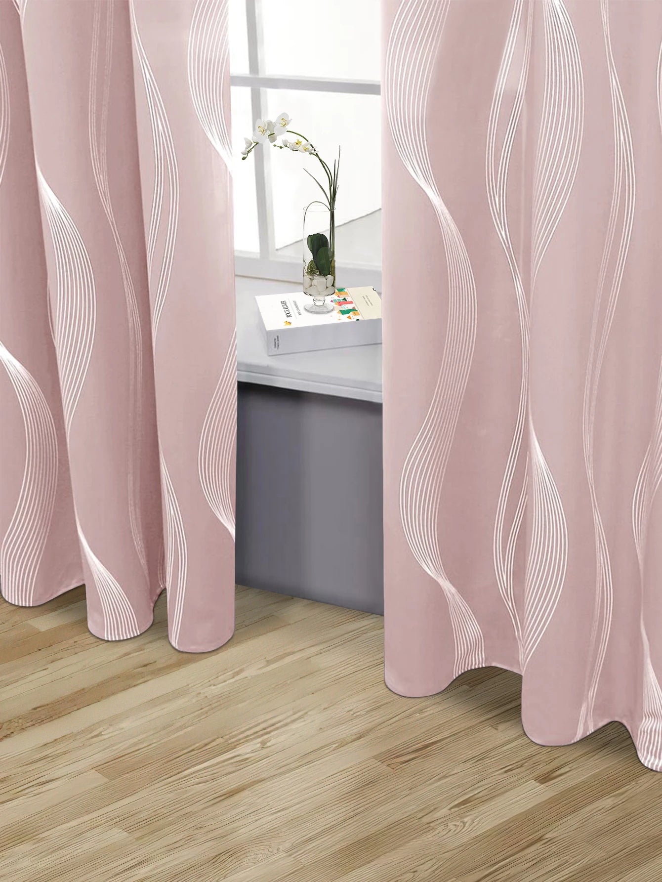 High Precision Silver Embossed Wave Blackout Curtain - Light & Heat Control