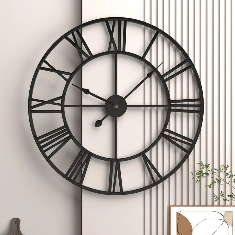 Large 60CM Nordic Retro Metal 3D Silent Wall Clock | Home Decor