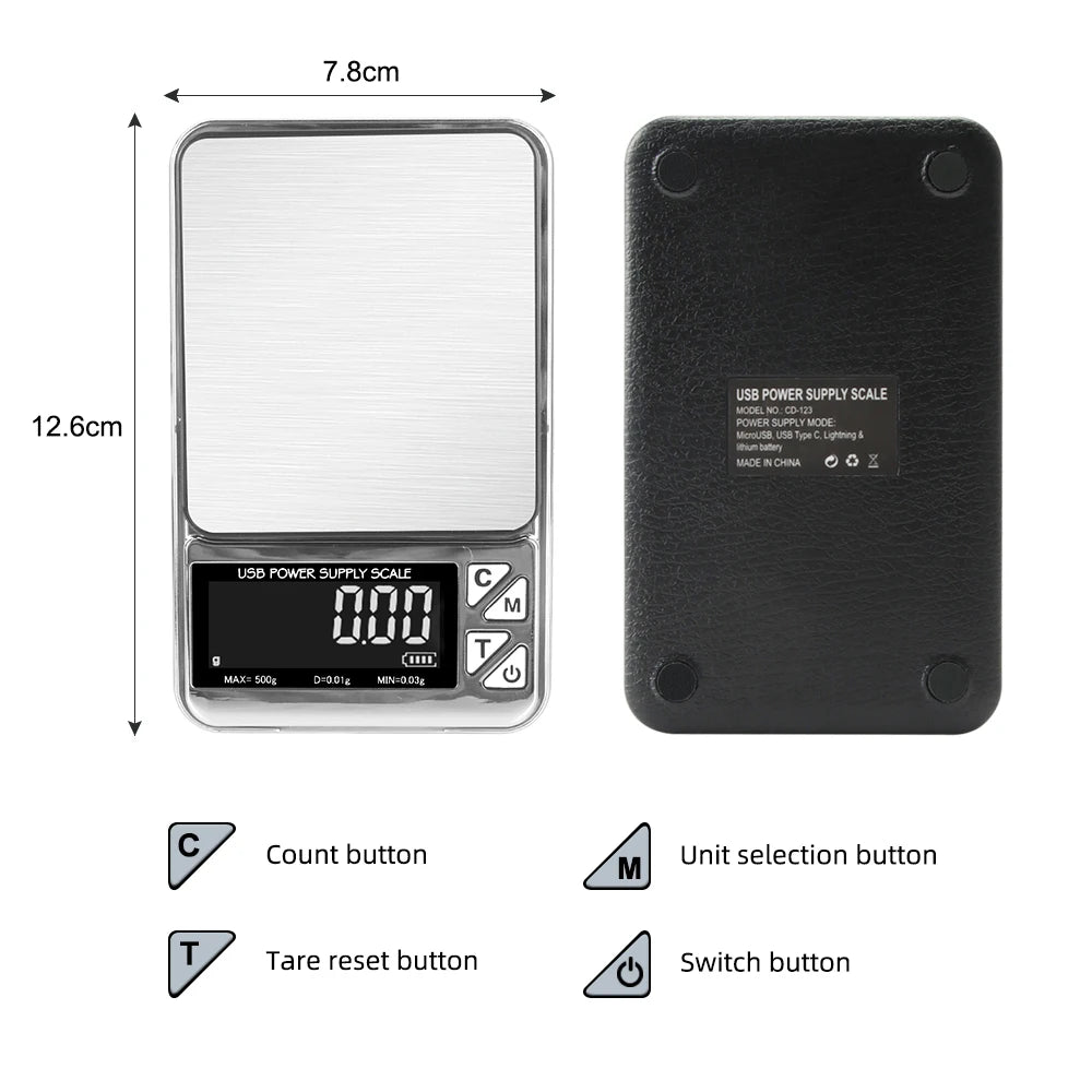 Vabena High Precision Digital Pocket Scale - 500g/0.01g