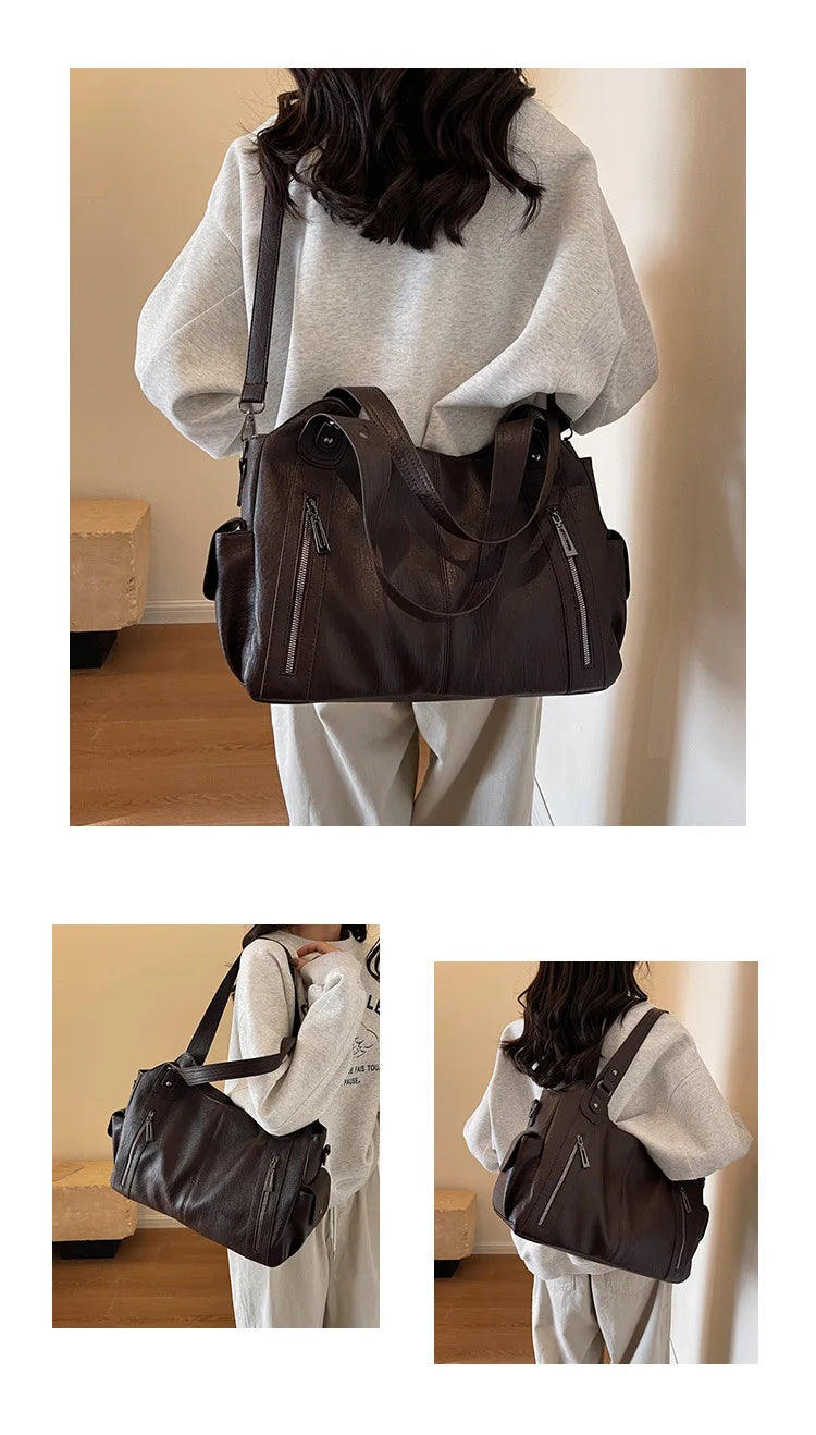 Vabena 2026 Soft Interior Shoulder Bags - High Quality Contrasting PU Handbags