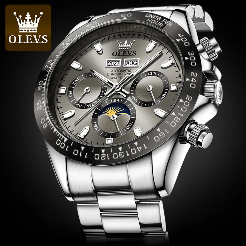 OLEVS 6654 Luxury Automatic Mechanical Chronograph Men's Watch Waterproof Luminous