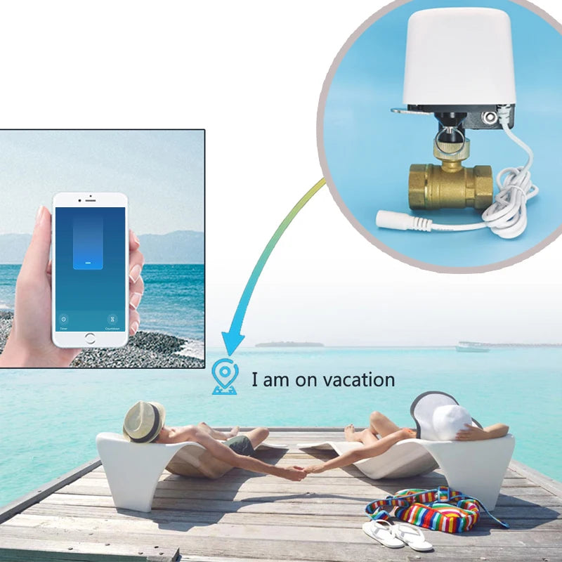 Vabena Tuya Smart Water Valve - Remote Control & Leak Detection