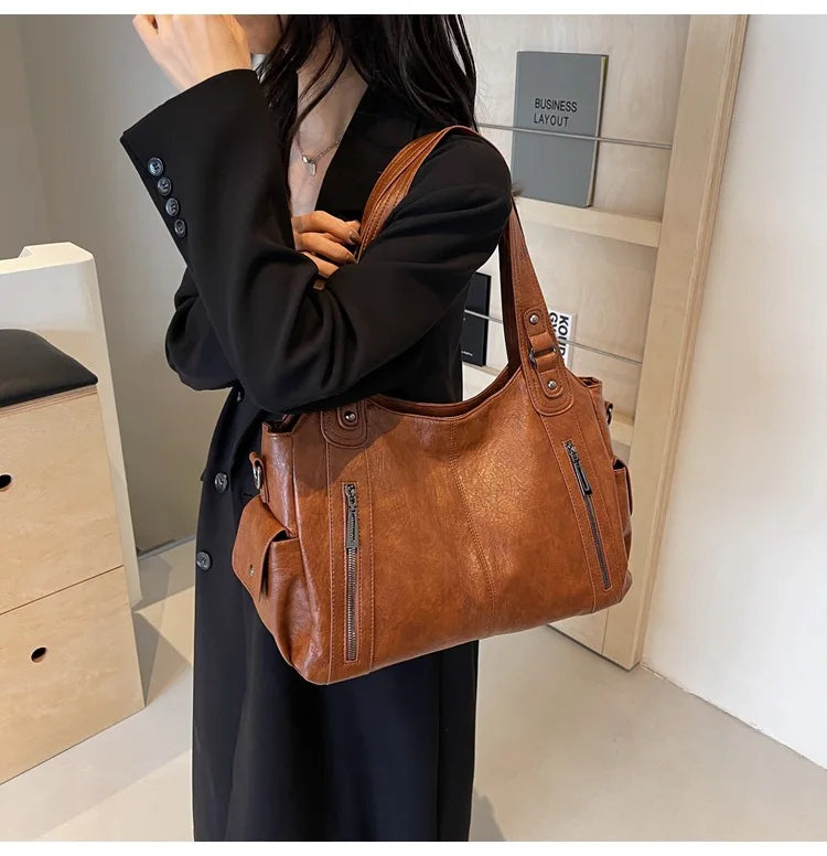 Vabena 2026 Soft Interior Shoulder Bags - High Quality Contrasting PU Handbags