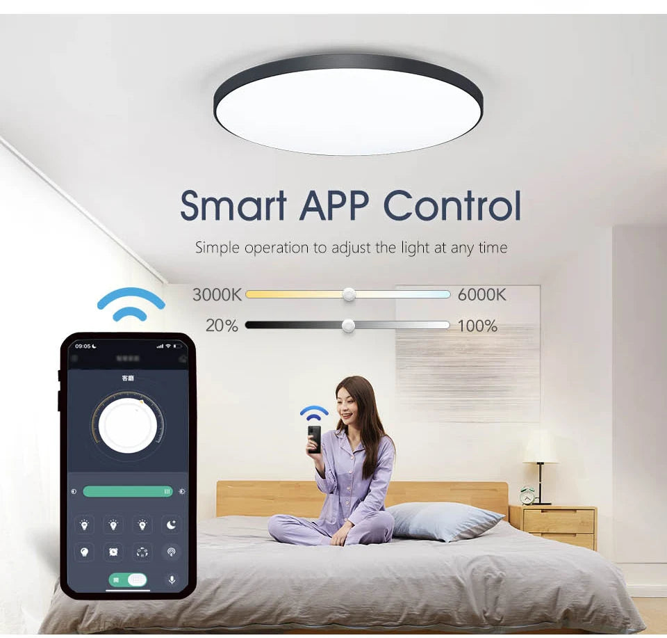 MARPOU Large LED Ceiling Lamp - Modern Bright Illumination for Bedroom
