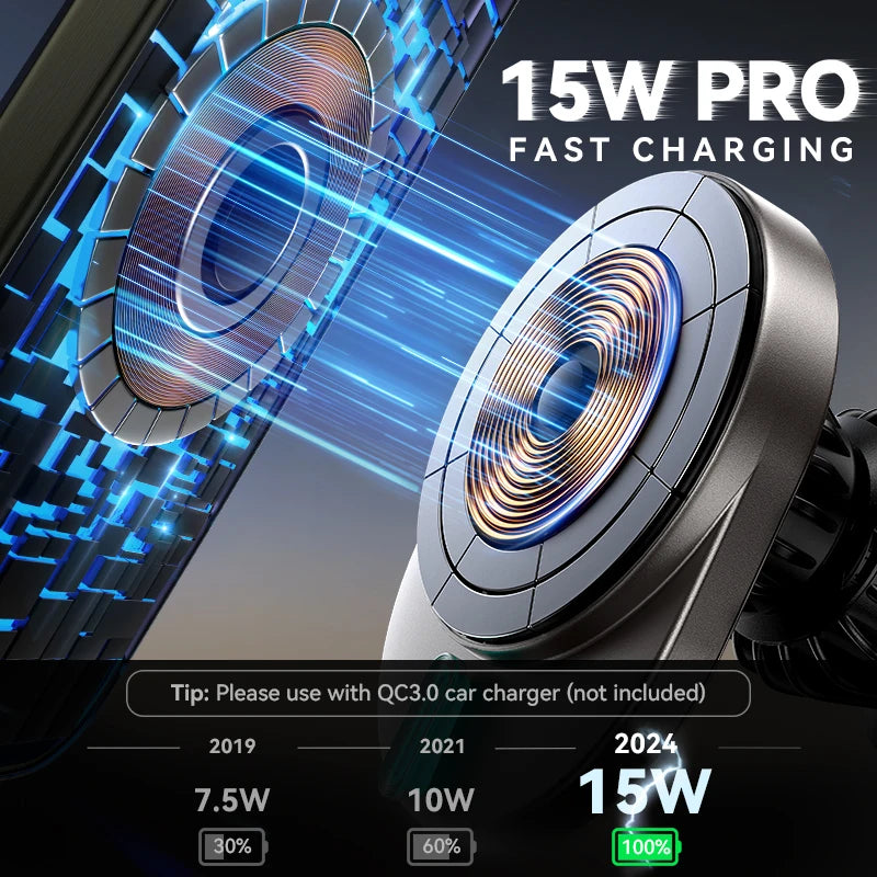 Joyroom 15W Magnetic Wireless Car Charger Mount for iPhone 16/15/14/13 Series