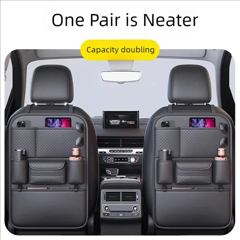 JFBONIN Car Seat Back Organizer - High-Capacity Storage & Anti-Kick Mat