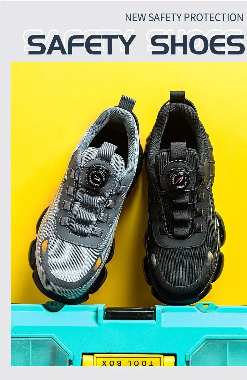 Vabena Lace-Free Steel Toe Safety Sneakers for Ultimate Work Comfort