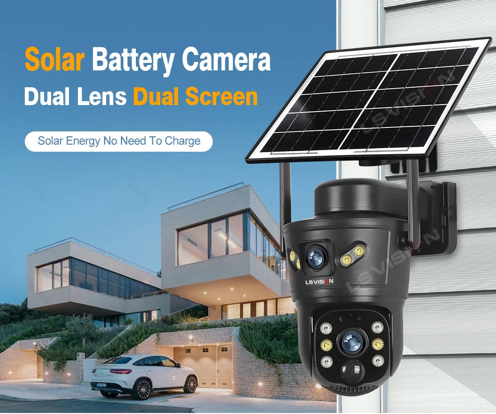 LS VISION 4G/WiFi Outdoor Solar Camera 8MP Dual Lens PIR SIM Night Vision Waterproof CCTV