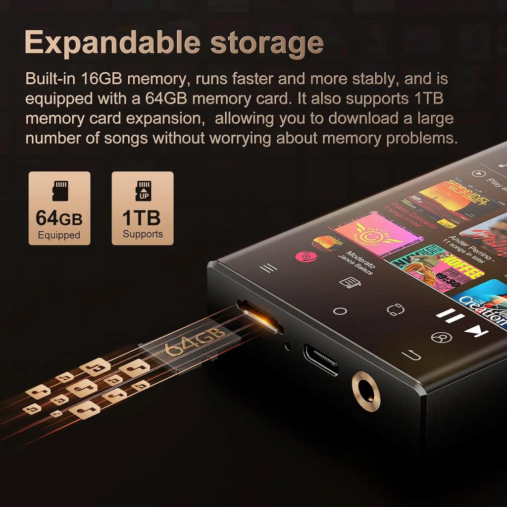 Vabena Hi-Fi MP3 Player - Oilsky Lossless DSD Audio, Bluetooth, WiFi, up to 1TB