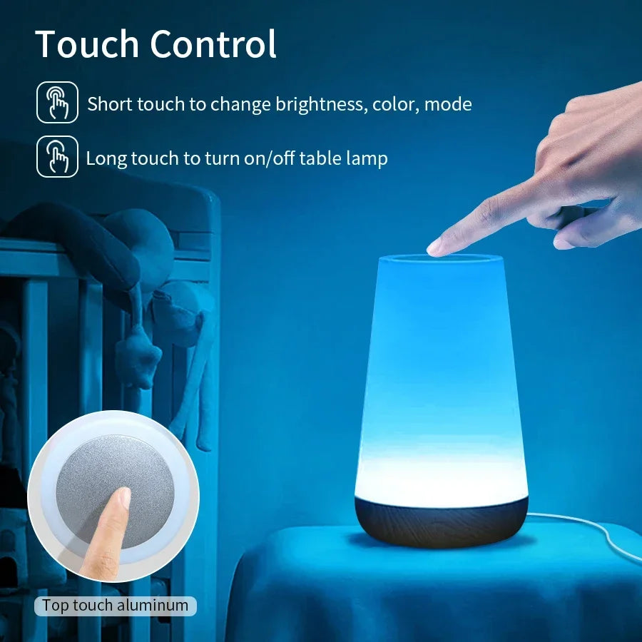 TUYA WiFi Smart LED Touch Bedside Lamp - Dimmable Night Light with USB, Alexa, Google Home