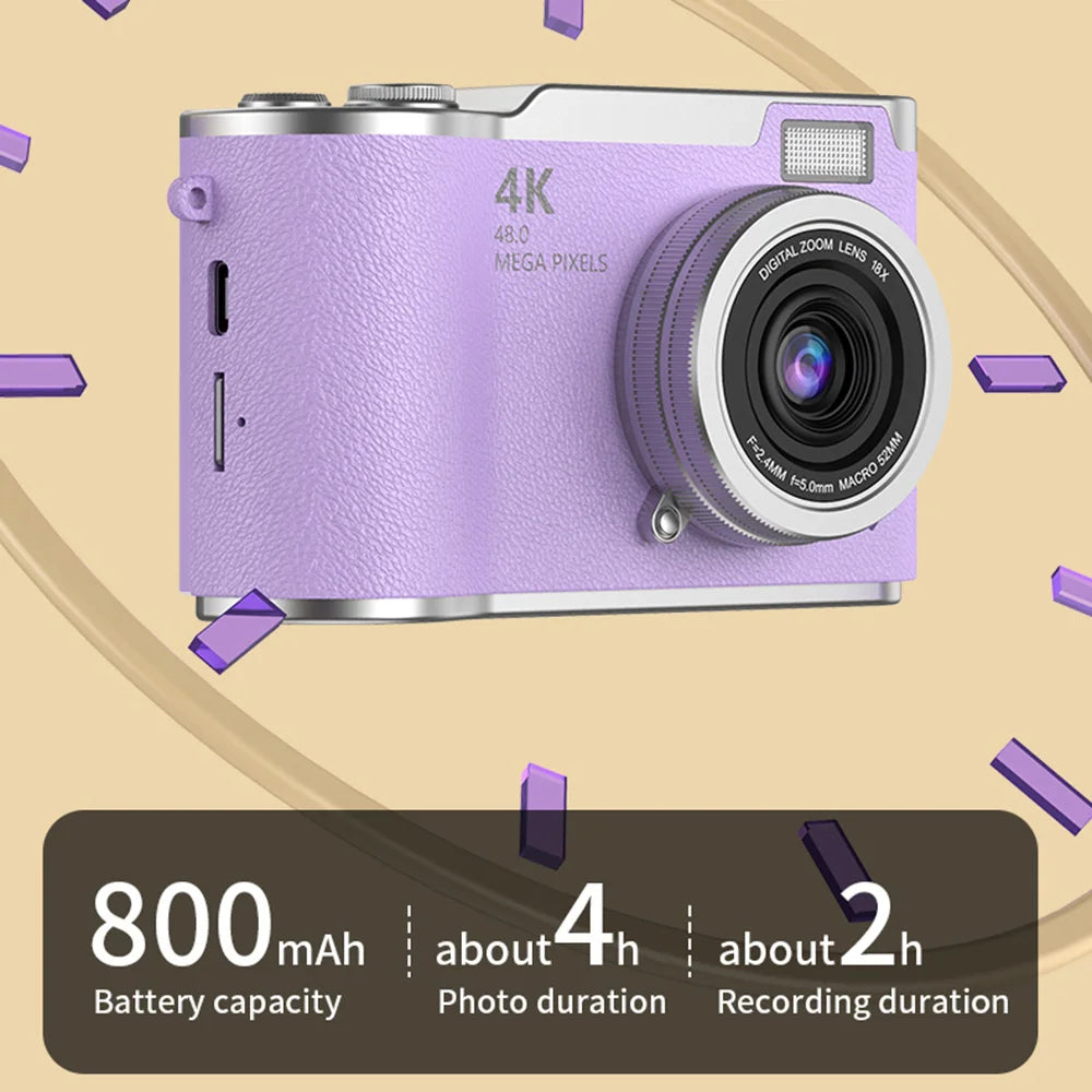 4K 48MP Digital Camera | Flip Screen & Anti-Shake
