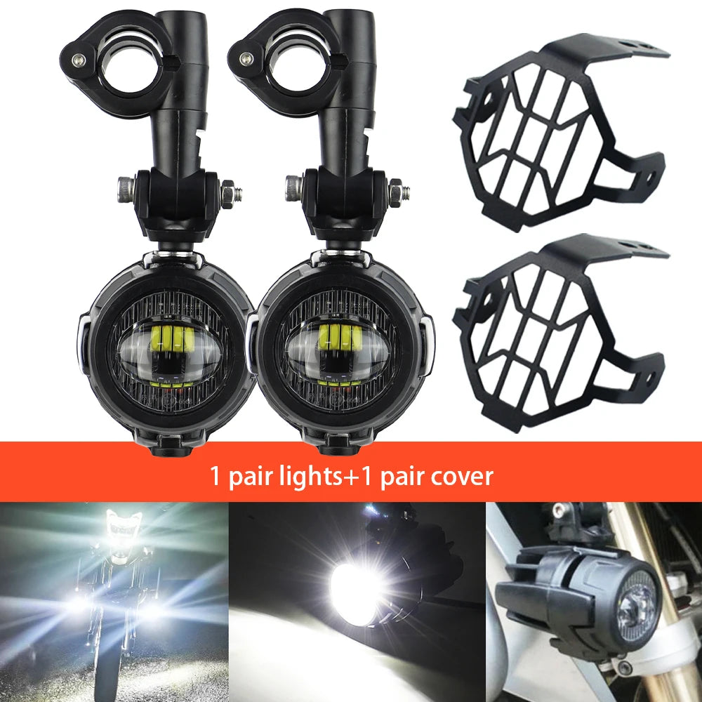 High-Performance Auxiliary LED Fog Lights for BMW R1200GS F800GS K1600 & Universal Motorcycles | 40W 6000K