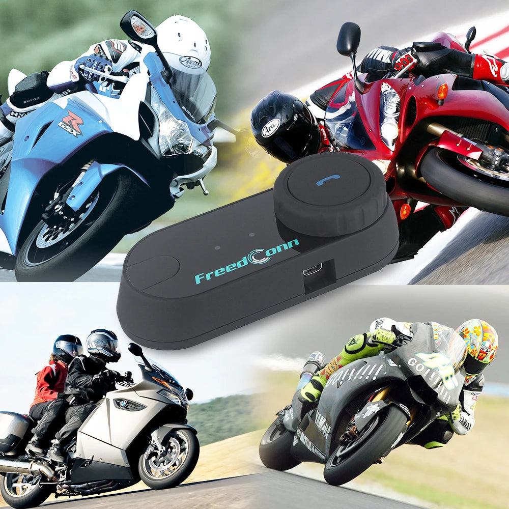 Freedconn T-Com VB Bluetooth Intercom | 6-Rider Motorcycle Headset & FM