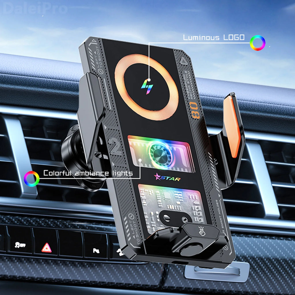 Smart Sensing Car Phone Mount | 15W Wireless & 66W Fast Charging Auto Clamping Holder