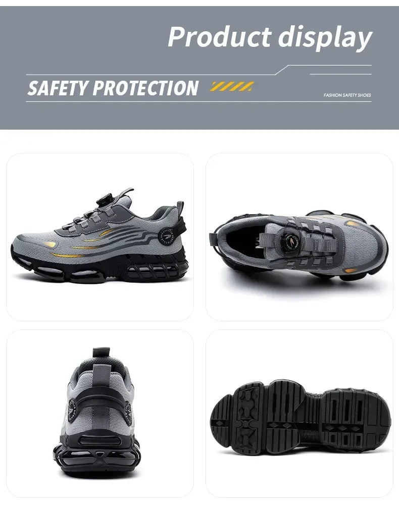 Vabena Lace-Free Steel Toe Safety Sneakers for Ultimate Work Comfort
