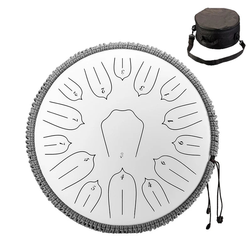 Hluru 13-inch Steel Tongue Drum - 15 Notes D Tone Glucophone Ethereal Percussion