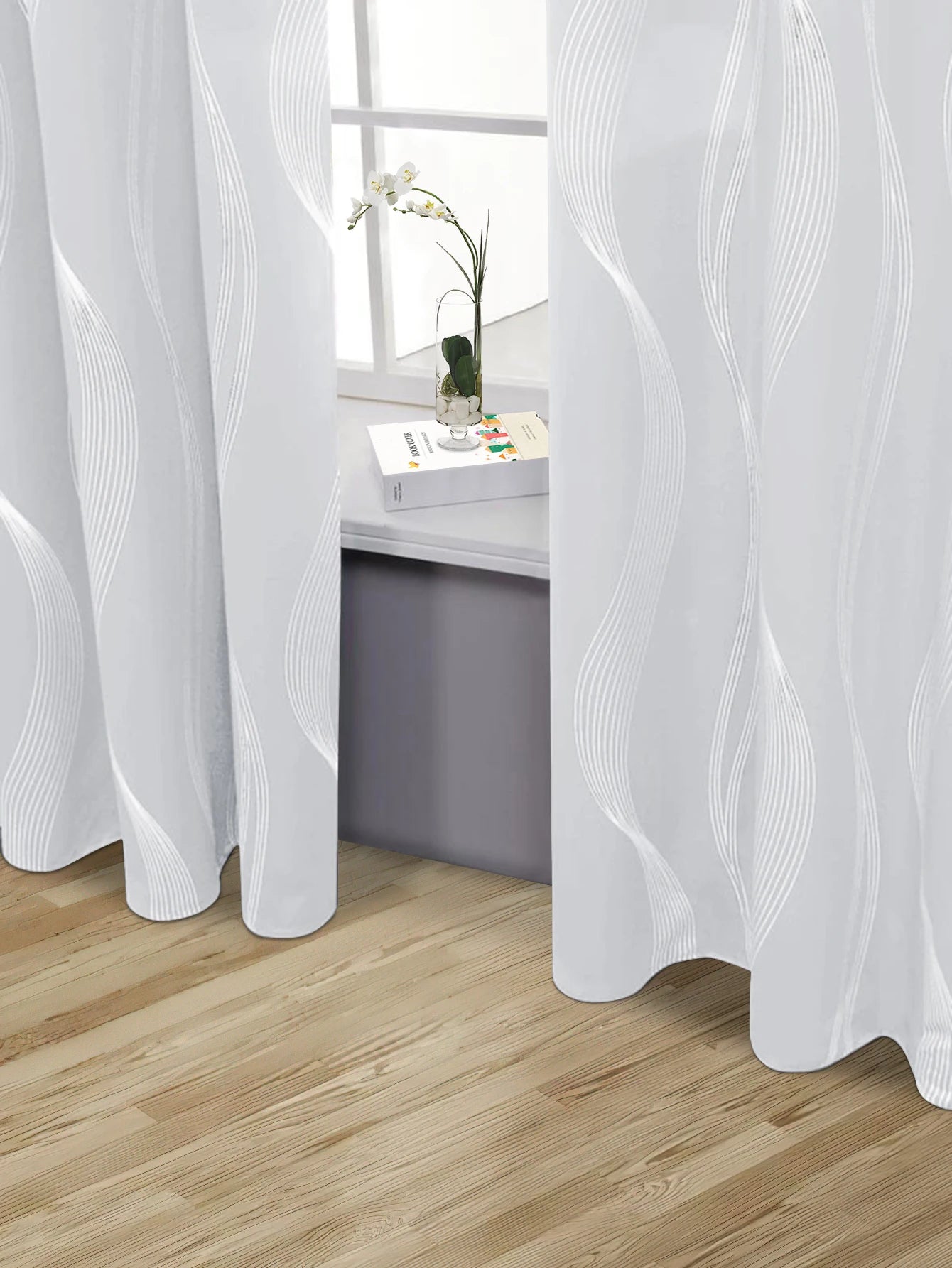 High Precision Silver Embossed Wave Blackout Curtain - Light & Heat Control