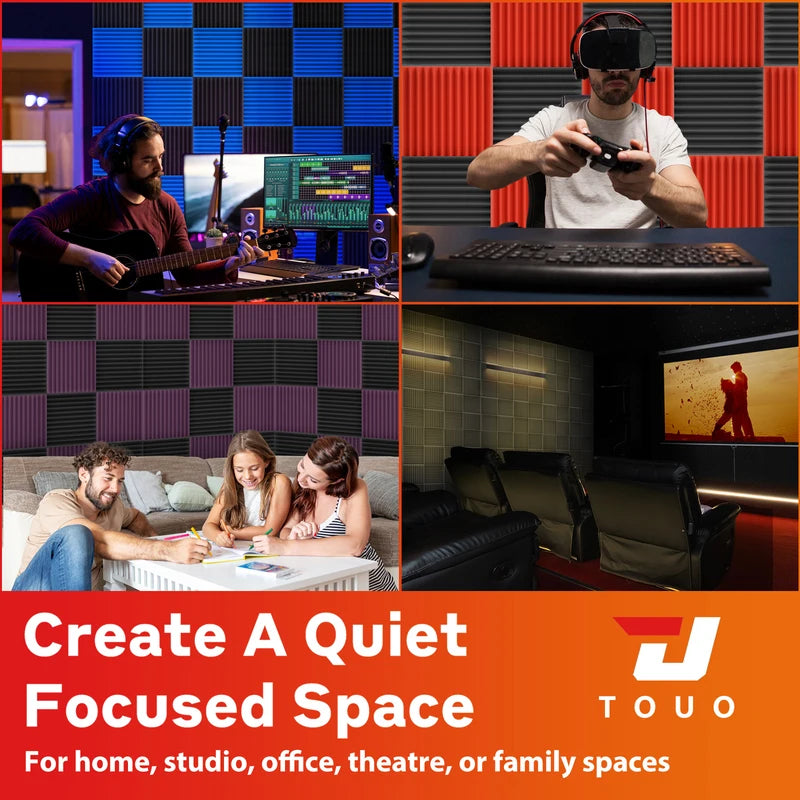 TOUO Sound Absorbing Foam Panels - Studio Acoustic Treatment & Soundproofing