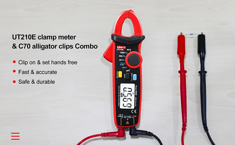 UNI-T UT210E/UT210D Digital Clamp Meter | AC/DC Ammeter | True RMS Multimeter for Electricians & HVAC