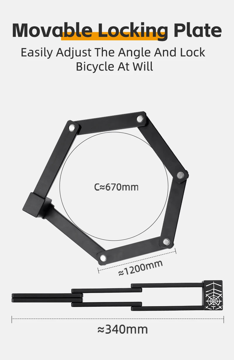 WEST BIKING Foldable Bike & Motorcycle Lock - Key & Password Security