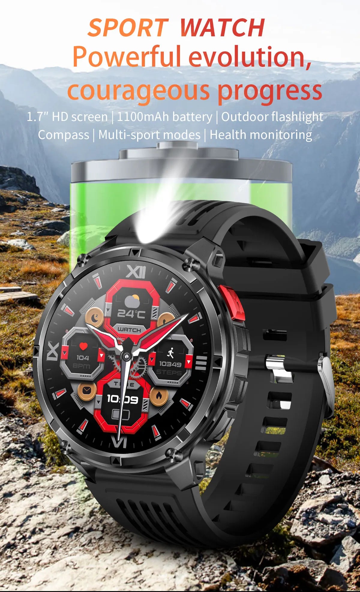 T-Rex3 Pro Smartwatch | 1100mAh Battery, GPS, 5ATM Waterproof, Military-Grade