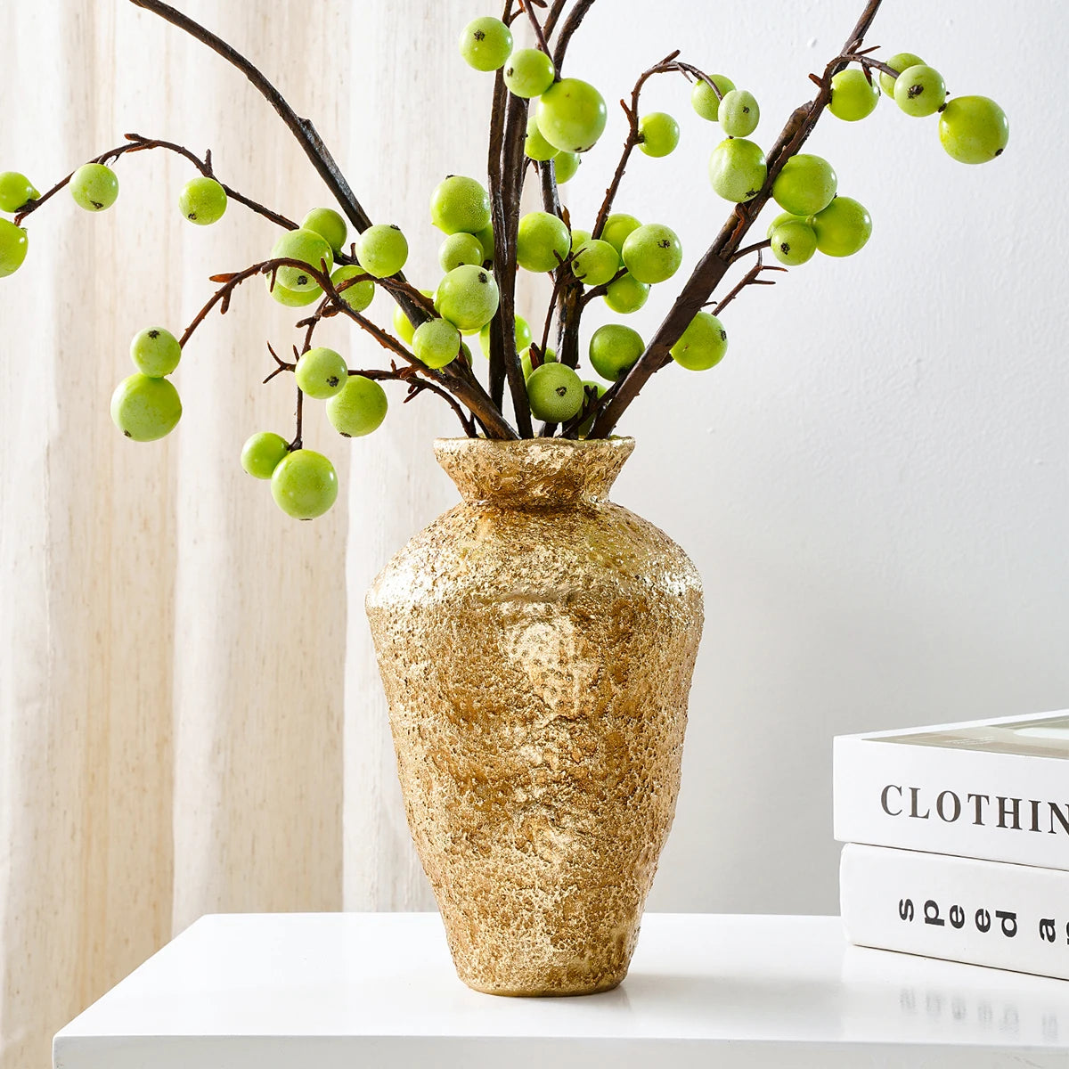 Luxury Retro Golden Earthenware Jar Decorative Vase