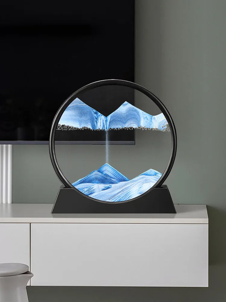 3D Moving Sand Art Deep Sea Sandscape | Round Glass Desk Decor & Gift