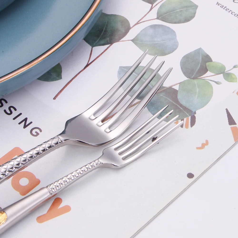 Luxury Vintage Stainless Steel Cutlery Set - Elegant Dining