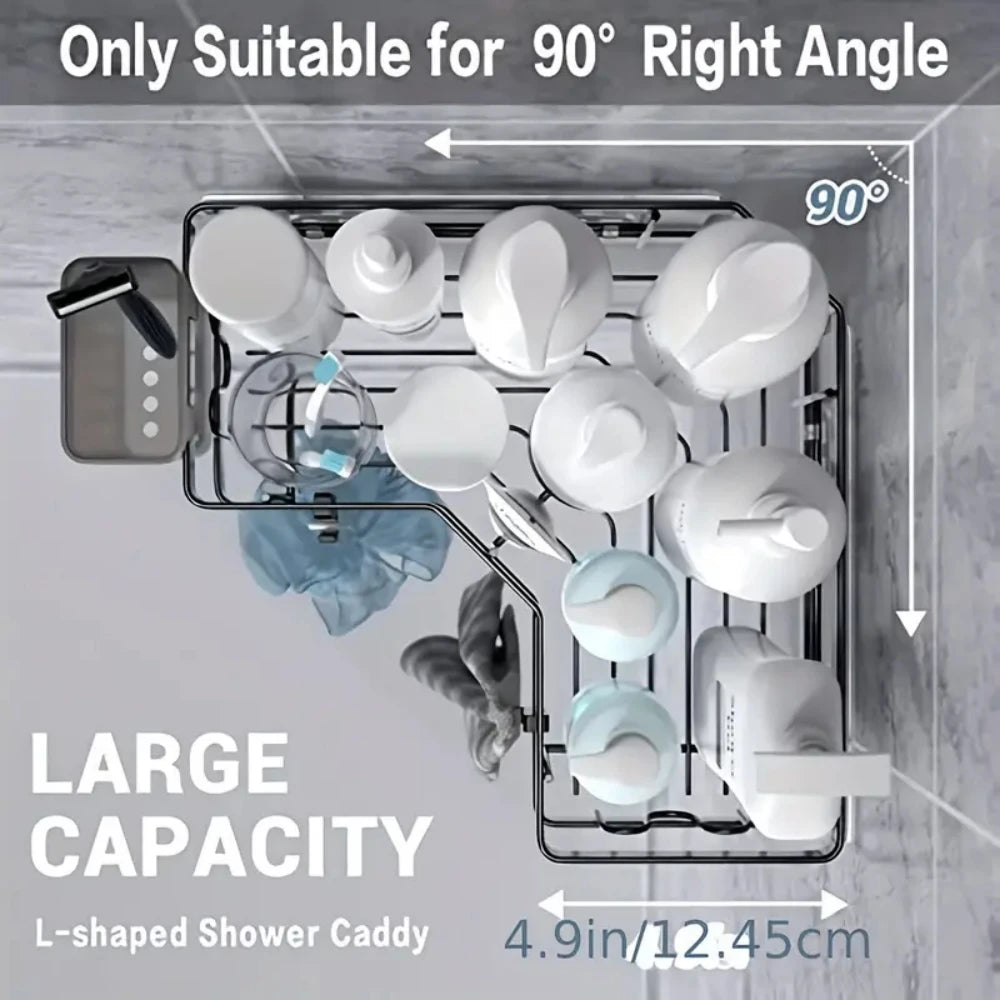 No Drilling Stainless Steel Corner Shelf - Double Layer Bathroom & Kitchen Storage
